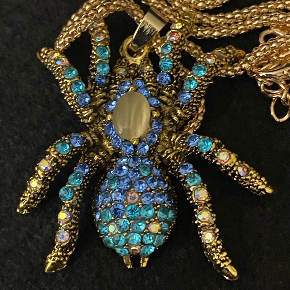 Betsey Johnson Bling Blue Tarantula Spider blue